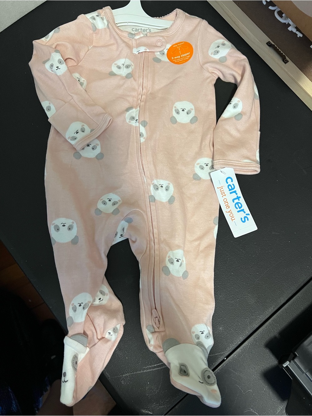 Carter's Light Pink Panda Footed One-Piece